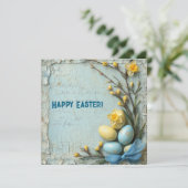 Bonne carte de voeux Pâques vintage (Debout devant)