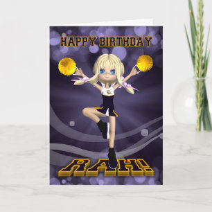 Bonne carte de voeux Pom-pom girl anniversaire