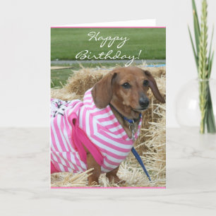 Bonne carte de voeux pour anniversaire Dachshund