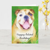 Bonne carte de voeux pour Bulldog Anniversaire tar (Fleur jaune)