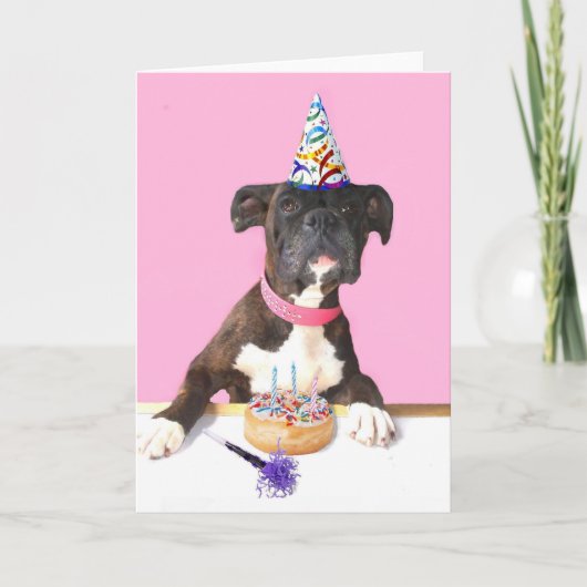 Bonne carte de voeux pour chien Birthday Boxer (Devant)