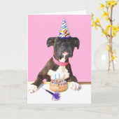 Bonne carte de voeux pour chien Birthday Boxer (Fleur jaune)