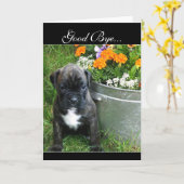 Bonne carte de voeux pour chiot Bye Boxer (Fleur jaune)