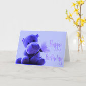 Bonne carte de voeux pour hippo anniversaire (Fleur jaune)