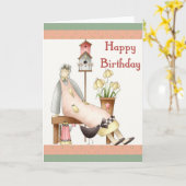 Bonne carte de voeux pour la poupée douce d'annive (Fleur jaune)