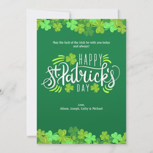 Bonne carte de voeux pour la Saint Patrick (Devant)