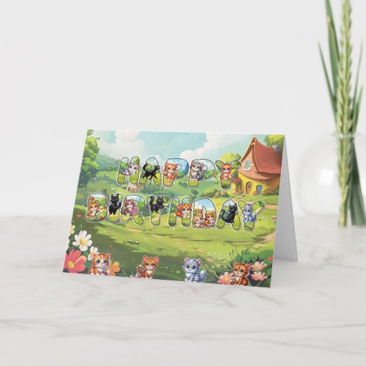 Bonne carte de voeux pour les chats d'anniversaire (Devant)