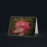 Bonne carte de voeux pour maman anniversaire<br><div class="desc">Un design d'images Digitalbcon avec un rose texturé avec des lettres en or... "Happy Birthday Mom" et un souhait d'anniversaire personnalisable pour maman pour son anniversaire. Cette image est dérivée d'une photo prise par Blair Wainman, alias Digitalbcon Images Design, et est l'une des images texturées roses présentées dans le prochain...</div>