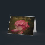 Bonne carte de voeux pour maman anniversaire<br><div class="desc">Un design d'images Digitalbcon avec un rose texturé avec des lettres en or... "Happy Birthday Mom" et un souhait d'anniversaire personnalisable pour maman pour son anniversaire. Cette image est dérivée d'une photo prise par Blair Wainman, alias Digitalbcon Images Design, et est l'une des images texturées roses présentées dans le prochain...</div>