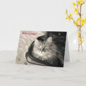 Bonne carte de voyage avec chat. (Fleur jaune)