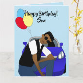 Bonne carte d'enfant Fils Africain Américain (Fleur jaune)