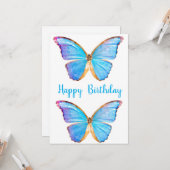 Bonne carte des papillons d'anniversaire (Devant/Arrière en situation)