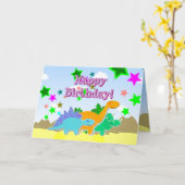 Bonne carte Dinos Anniversaire (Fleur jaune)