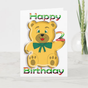 Bonne carte d'ours en peluche pour le 2e anniversa