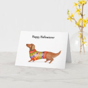 Bonne carte Hallowiener dachshund Halloween