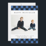 Bonne carte Hanoukka Buffalo Plaid pour Noël<br><div class="desc">Personnalisez cette carte classique de buffle bleu et noir plaid avec votre propre salutation et de belles photos pour commencer à répandre la joie à vos amis et votre famille cette saison de vacances.</div>