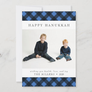 Bonne carte Hanoukka Buffalo Plaid pour Noël