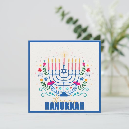 Bonne carte Hanoukka Menorah (Debout devant)