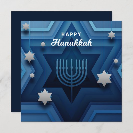 Bonne carte Hanoukka Menorah (Devant / Derrière)
