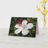 Bonne carte Hibiscus blanc anniversaire (Fleur jaune)