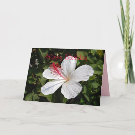 Bonne carte Hibiscus blanc anniversaire (Devant)