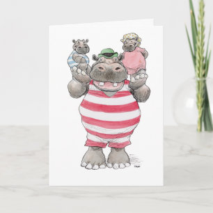 Bonne carte Hippopotame de Fête des pères
