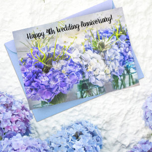 Bonne carte Hydrangeas 4e anniversaire Mariage