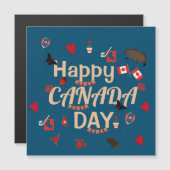 Bonne carte magnétique bleue de la fête du Canada (Devant / Derrière)