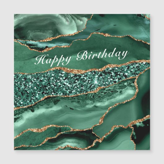 Bonne carte magnétique d'anniversaire Agate Green  (Devant)