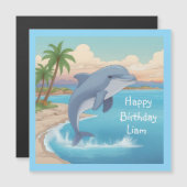 Bonne carte magnétique Dolphin Anniversaire (Devant / Derrière)