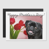 Bonne carte magnétique du carlin de la fête des mè (Devant / Derrière)