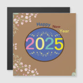 Bonne carte magnétique du Nouvel An 2025 (Devant / Derrière)