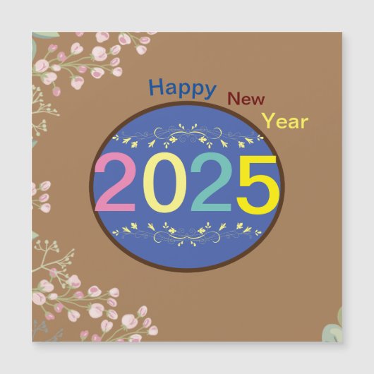 Bonne carte magnétique du Nouvel An 2025 (Devant)