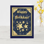 Bonne carte or d'anniversaire (Fleur jaune)