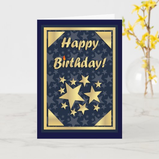 Bonne carte or d'anniversaire (Fleur jaune)