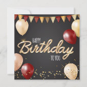 Bonne carte or et rouge anniversaire (Devant)