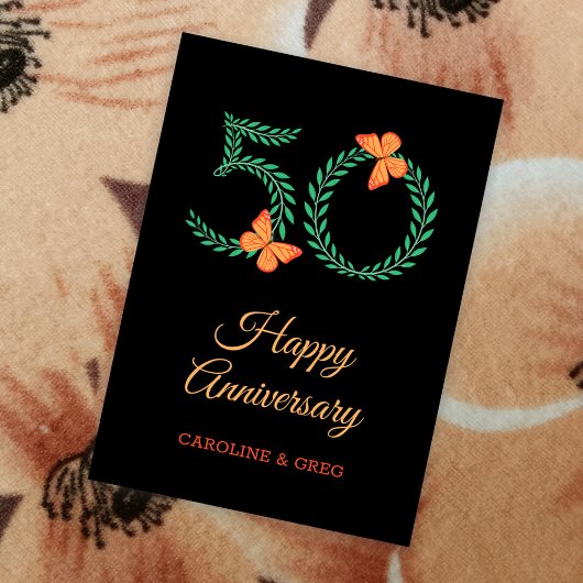 Bonne carte papillon du 50e anniversaire du Mariag