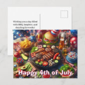 Bonne carte postale 4 juillet barbecue (Devant / Derrière)