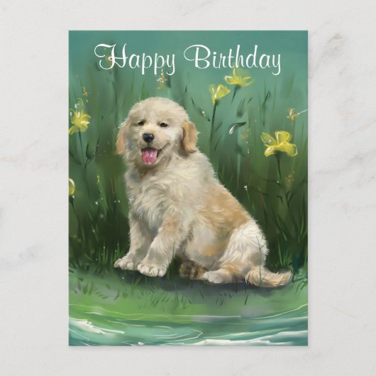 Bonne carte postale Anniversaire Golden Retriever (Devant)