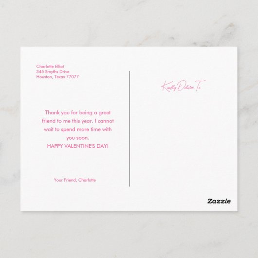 Bonne carte postale de la Saint-Valentin (Dos)