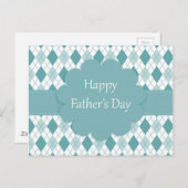 Bonne carte postale fête des pères, plaid vert et (Devant / Derrière)