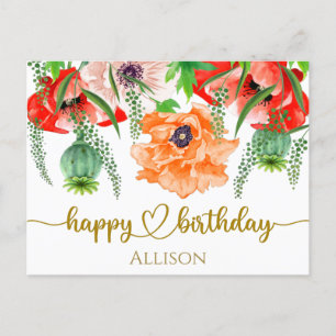 Bonne carte postale Fleurs sauvages d'anniversaire