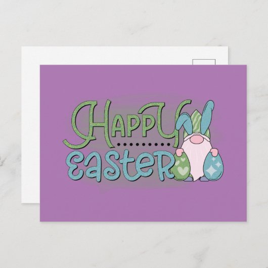 Bonne carte postale Gnome de Pâques (Devant / Derrière)