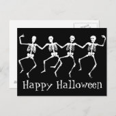 Bonne carte postale Halloween avec Skeletons dansa (Devant / Derrière)
