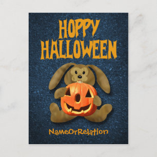 Bonne carte postale Halloween Bunny Jack-o-Lantern