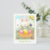 Bonne carte postale lapin de Pâques (Debout devant)