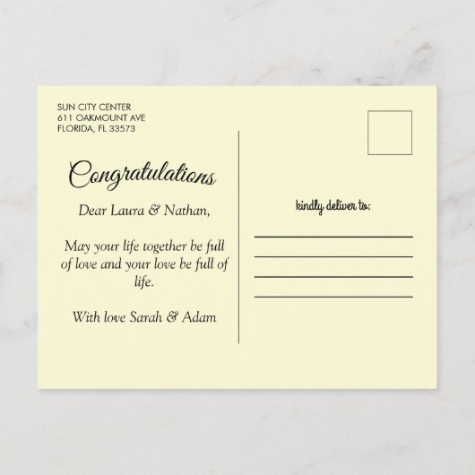 Bonne carte postale mariage (Dos)