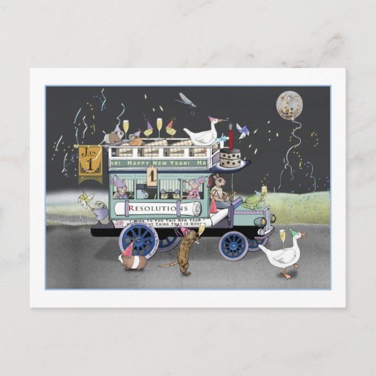 Bonne Carte postale Omnibus du Nouvel An (Devant)