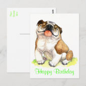 Bonne carte postale pour l'anniversaire Bulldog Pu (Devant / Derrière)