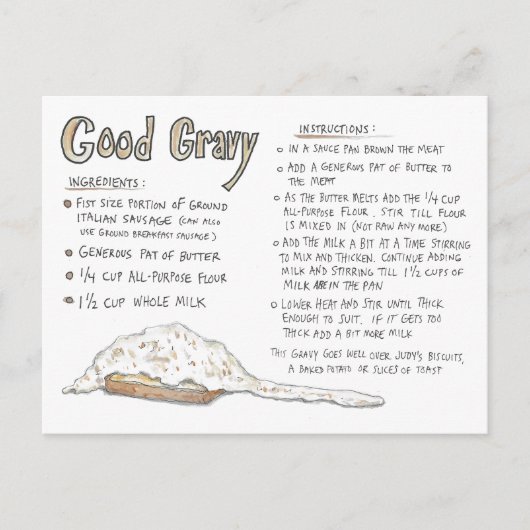 Bonne carte postale Recette Gravy (Devant)